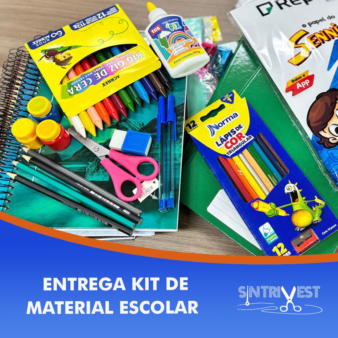 Sintrivest inicia distribuição de kits de material escolar para associados e dependentes a partir de 15 de janeiro