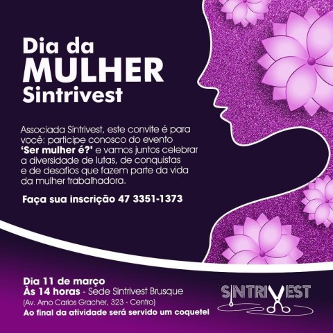 Sintrivest convida trabalhadoras associadas para evento do Dia da Mulher